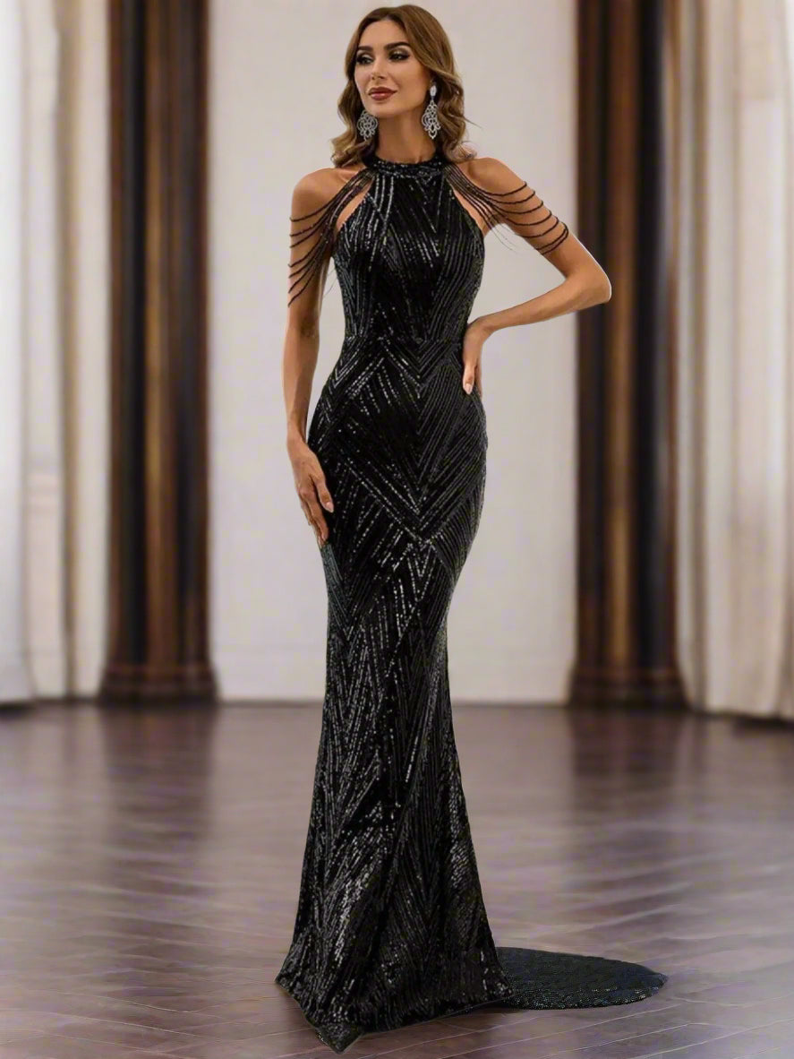 Liora Sequin Chain Mermaid Prom Dress Avalabel