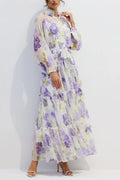 murray Floral Print Long Sleeve Chiffon Maxi Dress Avalabel