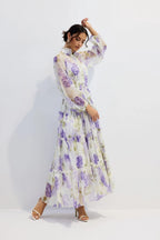 murray Floral Print Long Sleeve Chiffon Maxi Dress Avalabel