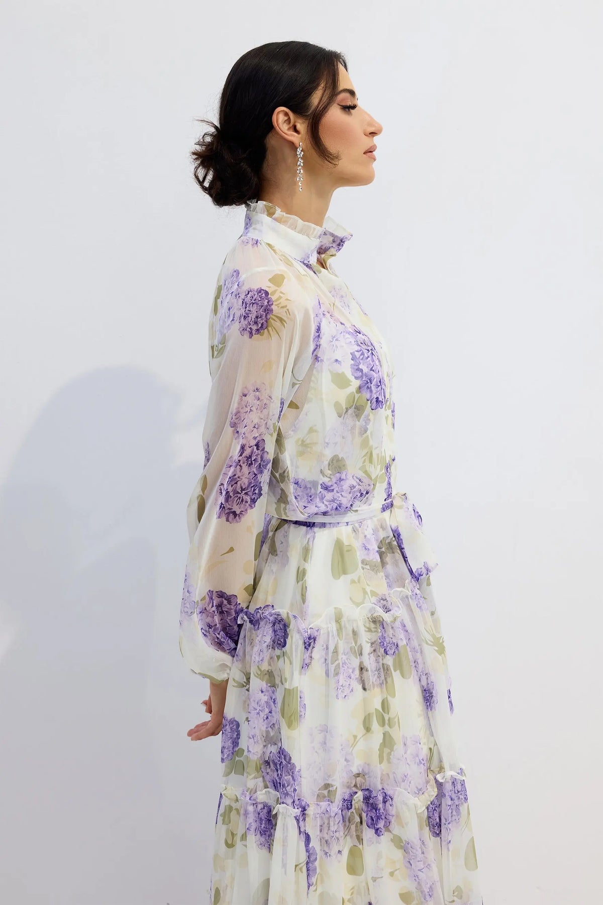 murray Floral Print Long Sleeve Chiffon Maxi Dress Avalabel