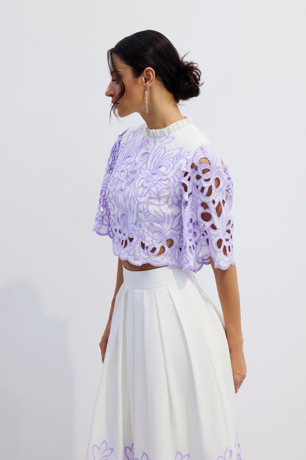 Diana Floral Embroidered Two-Piece Set in Purple Avalabel