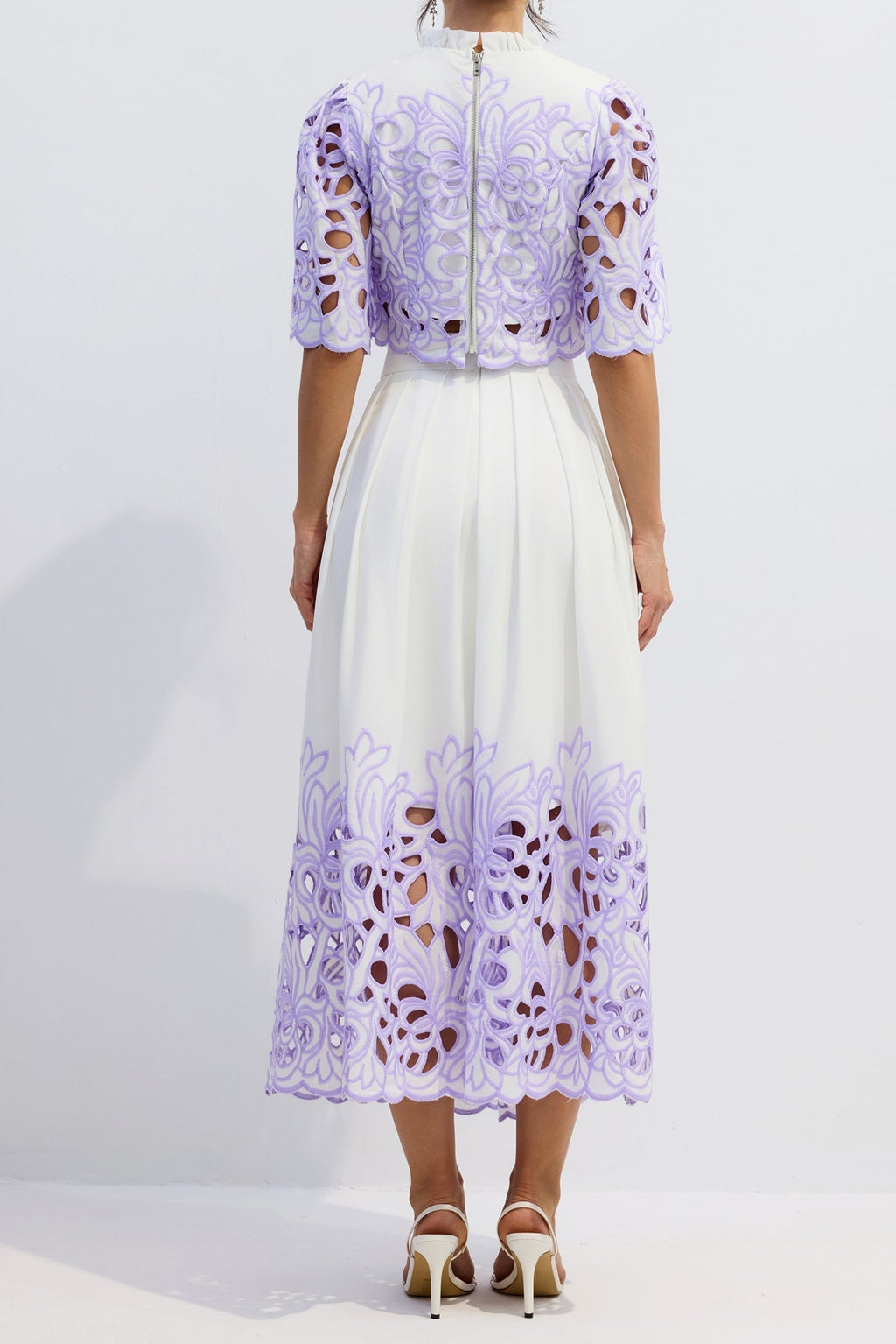 Diana Floral Embroidered Two-Piece Set in Purple Avalabel