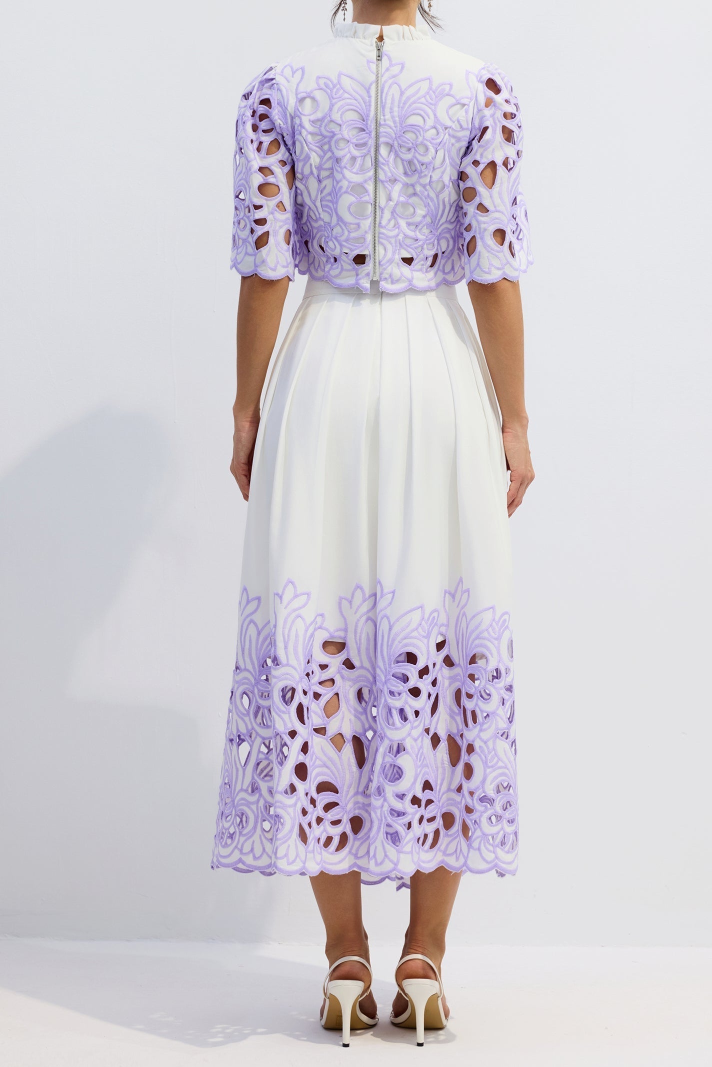 Diana Floral Embroidered Two-Piece Set in Purple Avalabel
