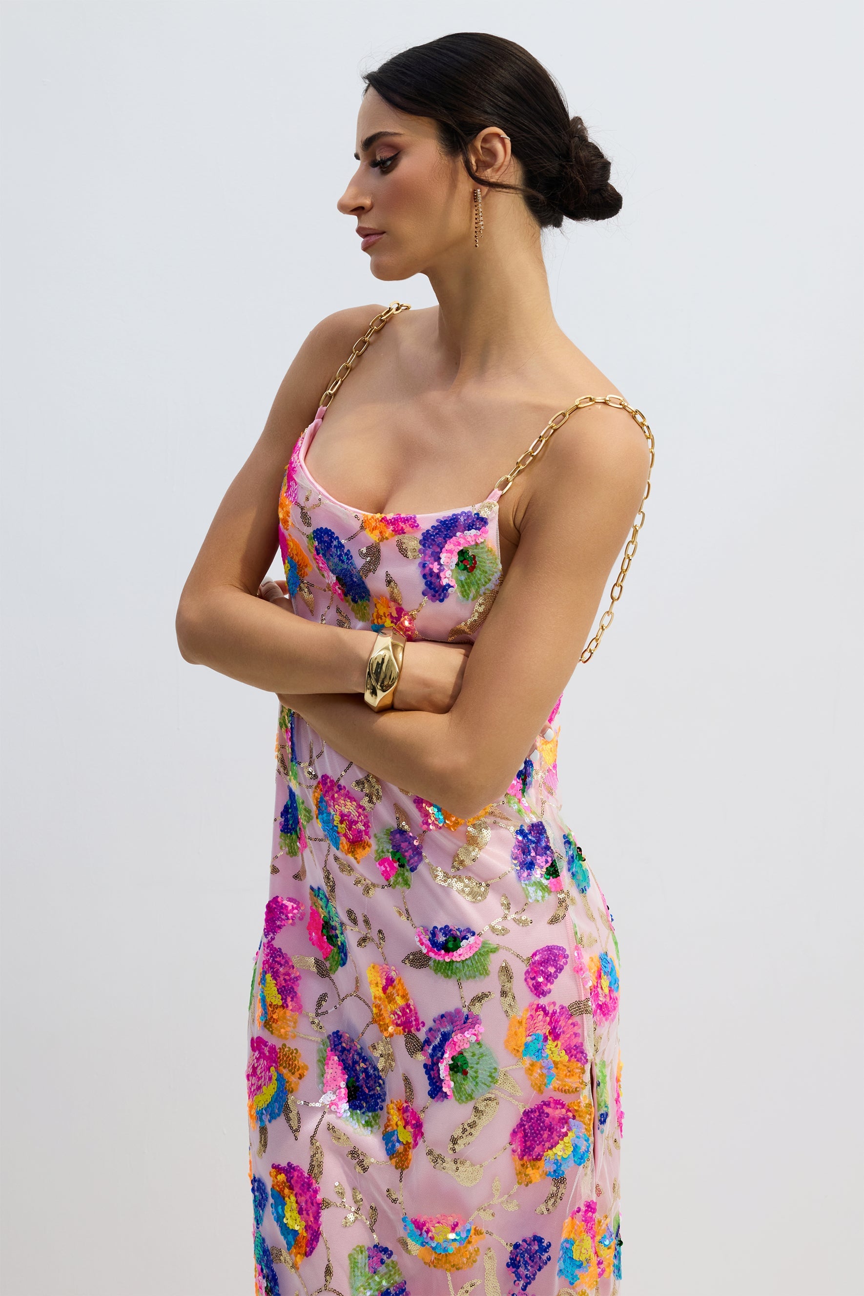 Fanny Embroidered Sequins Backless Maxi Dress Avalabel