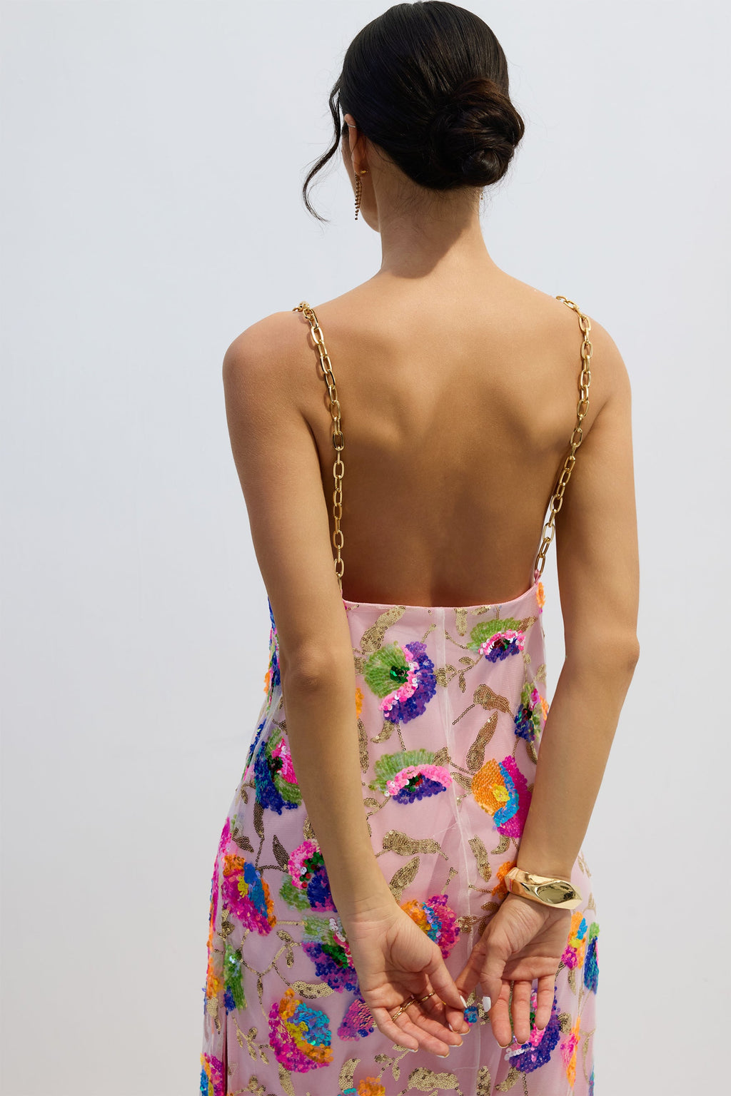 Fanny Embroidered Sequins Backless Maxi Dress Avalabel