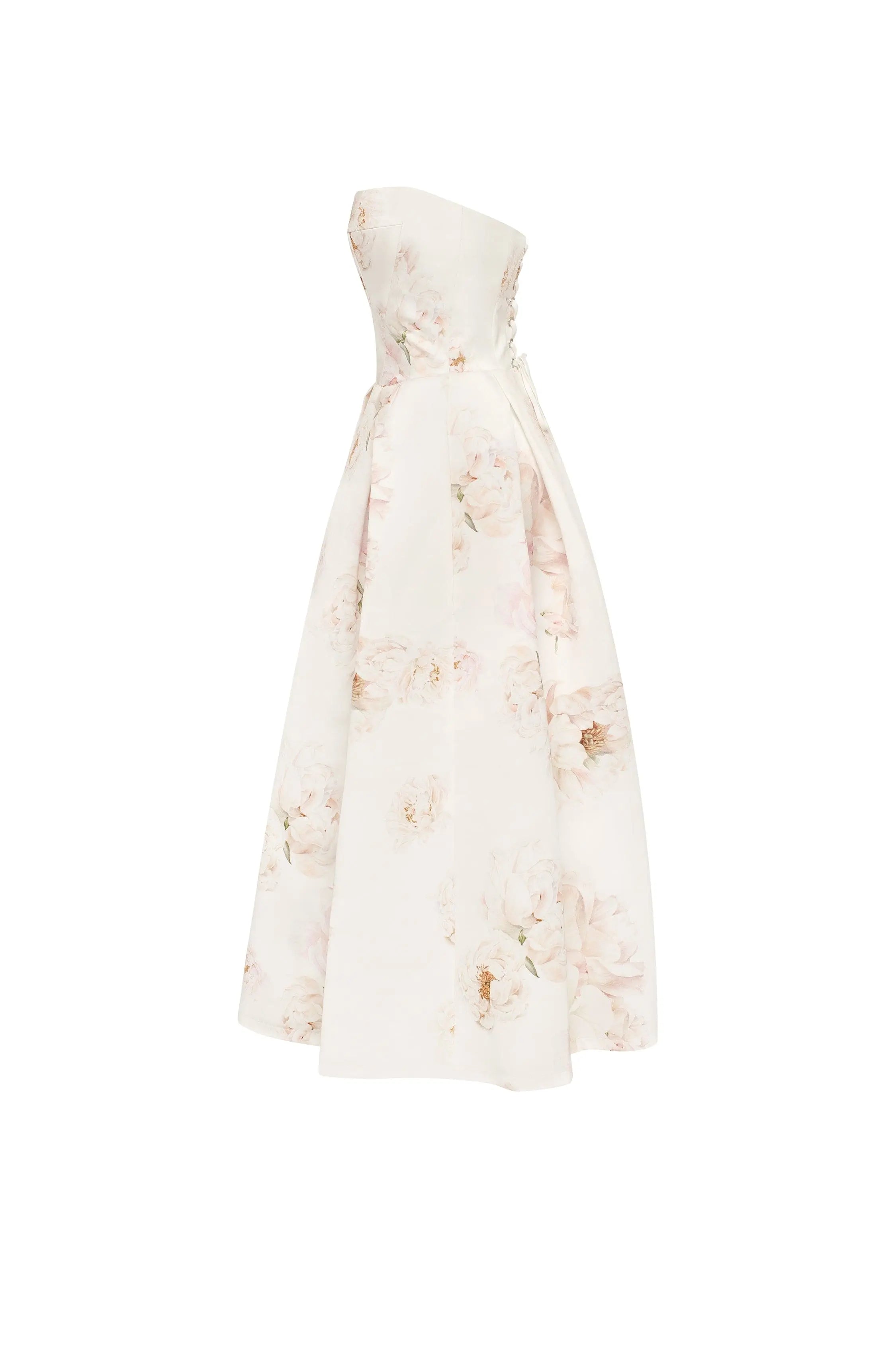Pink peony corset midi dress, Garden of Eden Avalabel