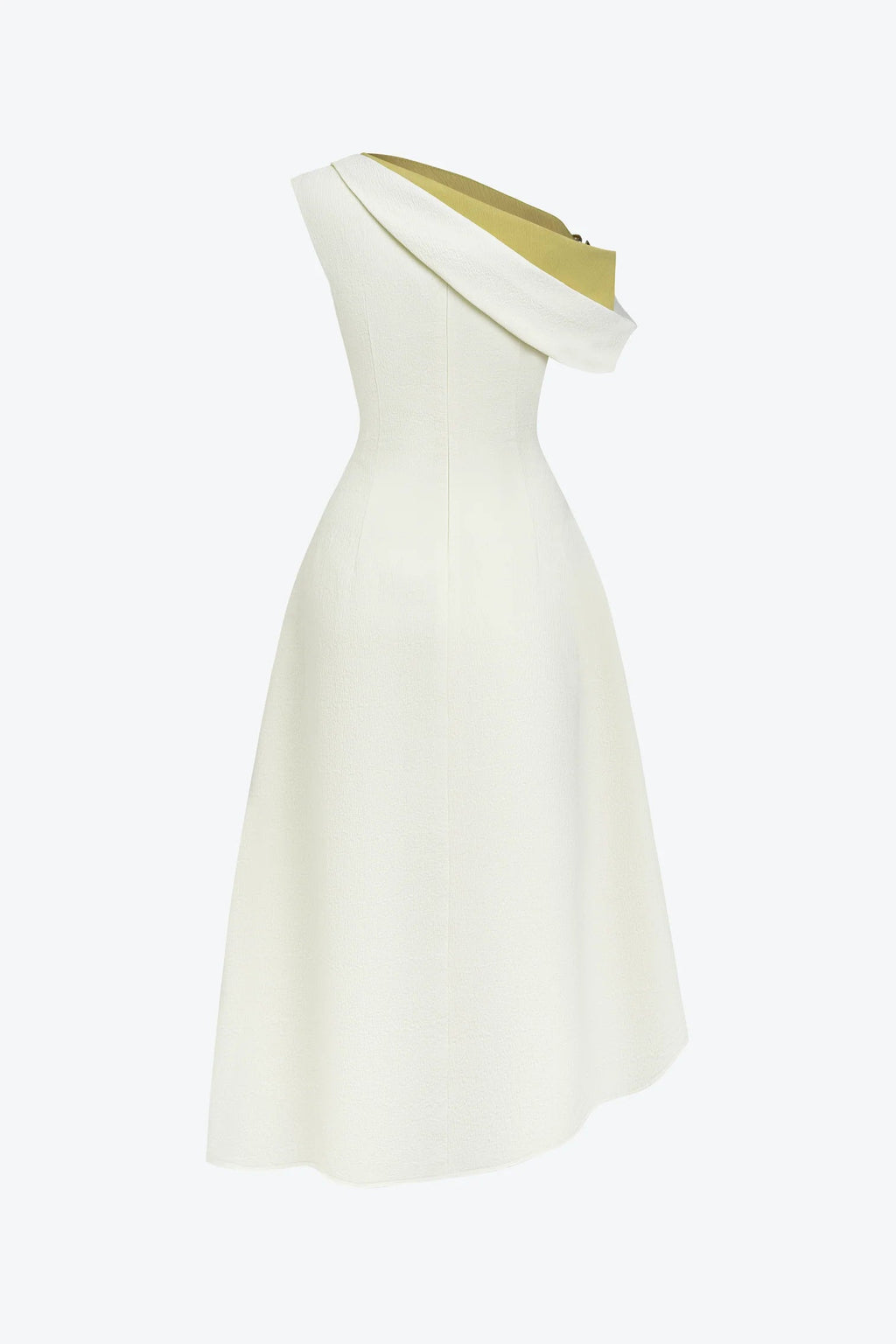 Lucy One-Shoulder A-Line Midi Dress in White Avalabel