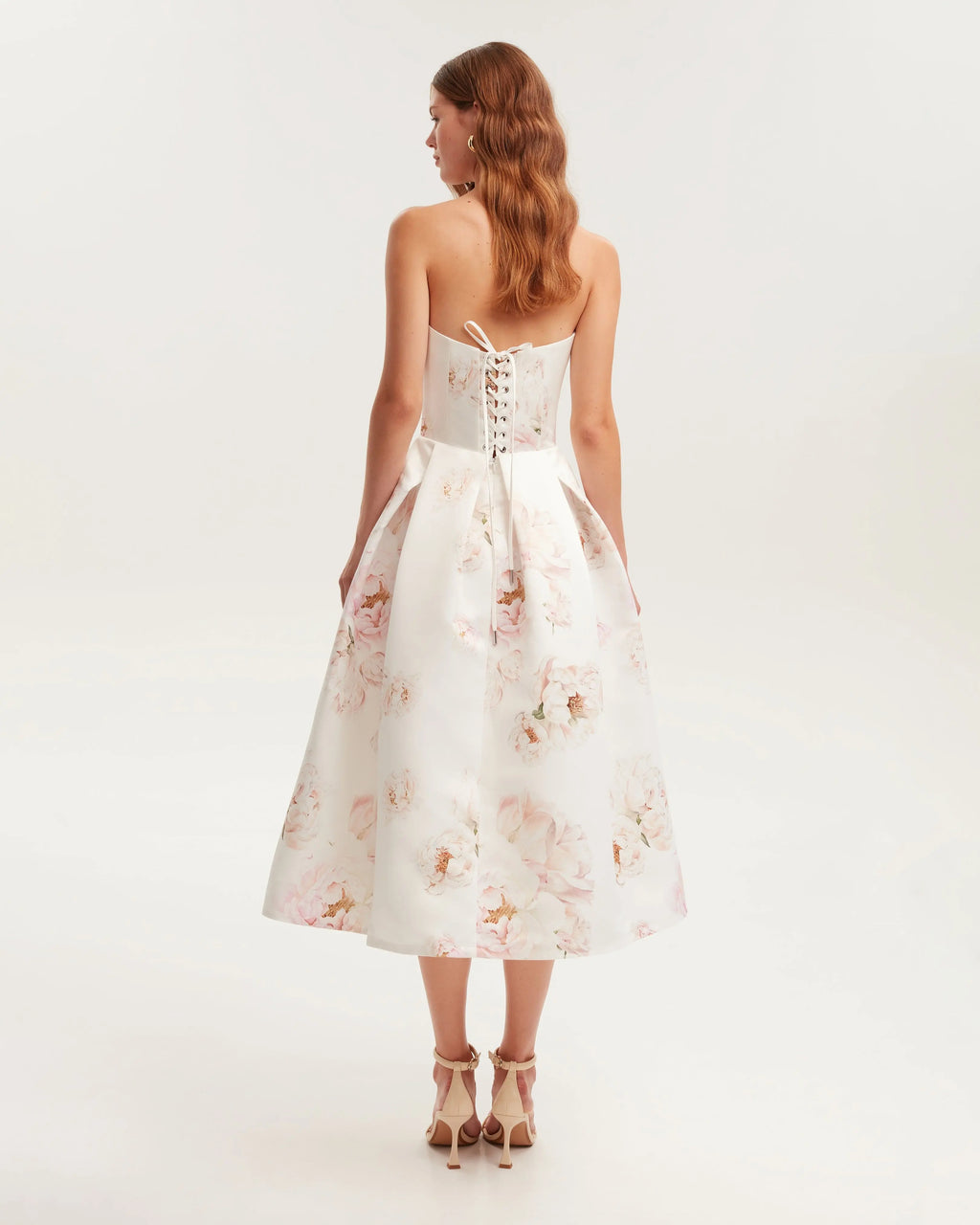 Pink peony corset midi dress, Garden of Eden Avalabel