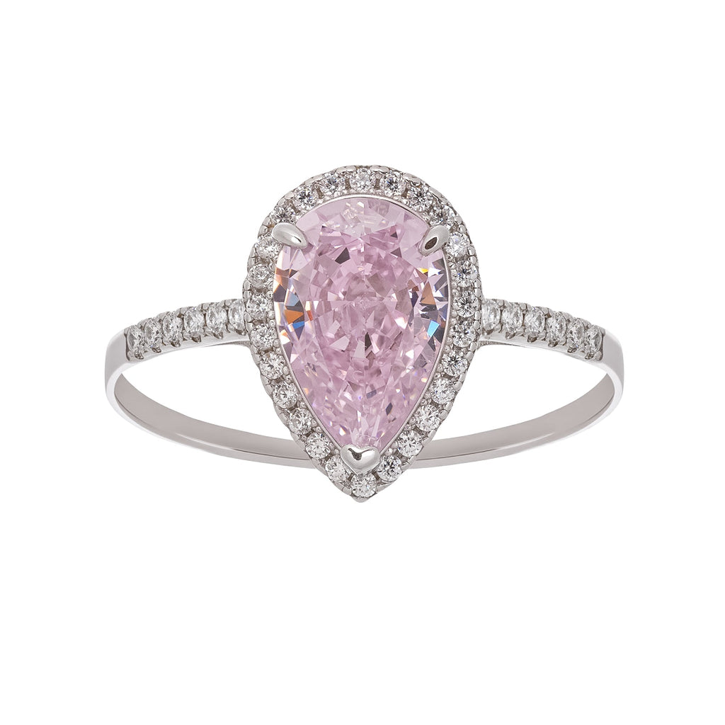 Éclat Pink Pear Shaped Gemstone Sterling Silver Ring Avalabel