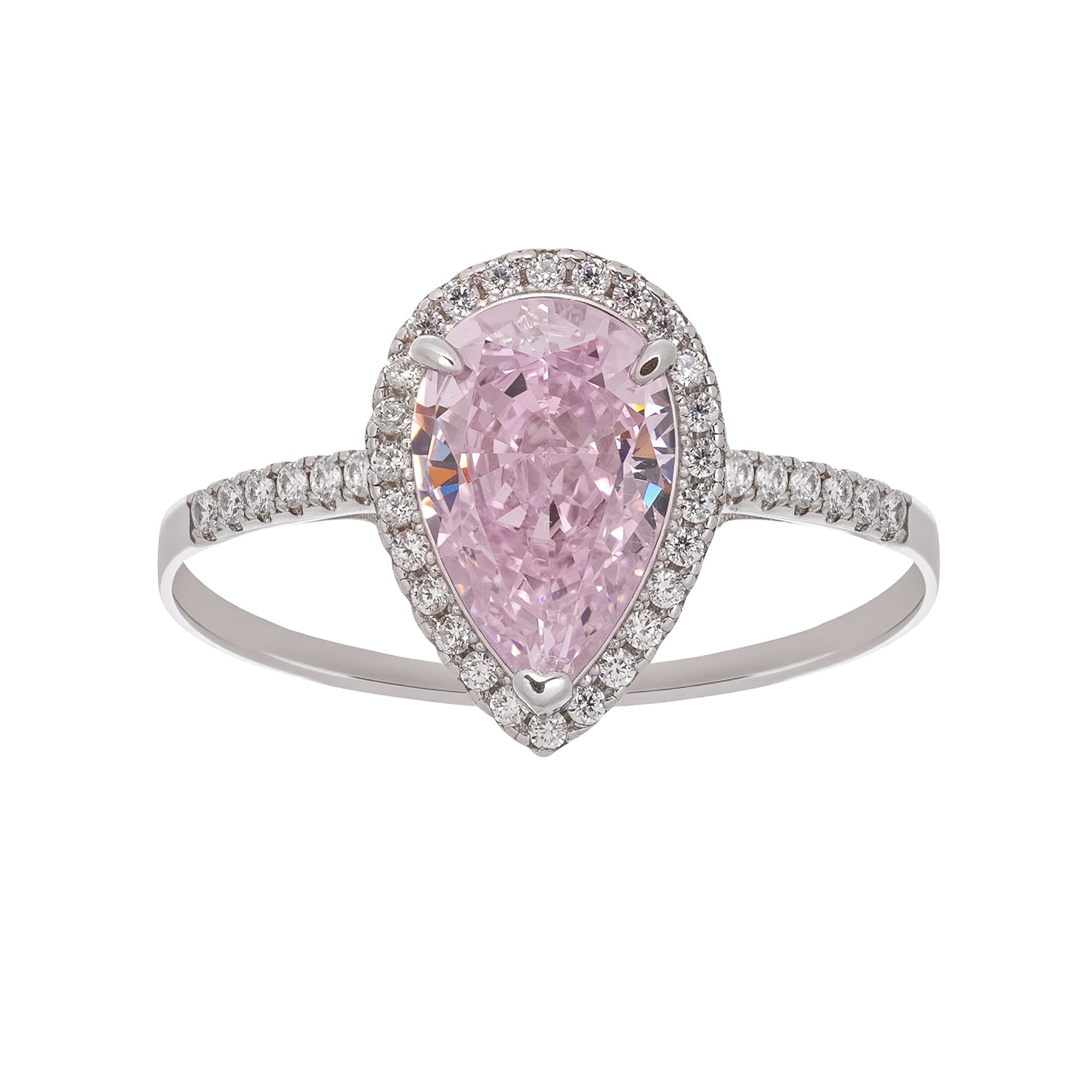 Éclat Pink Pear Shaped Gemstone Sterling Silver Ring Avalabel