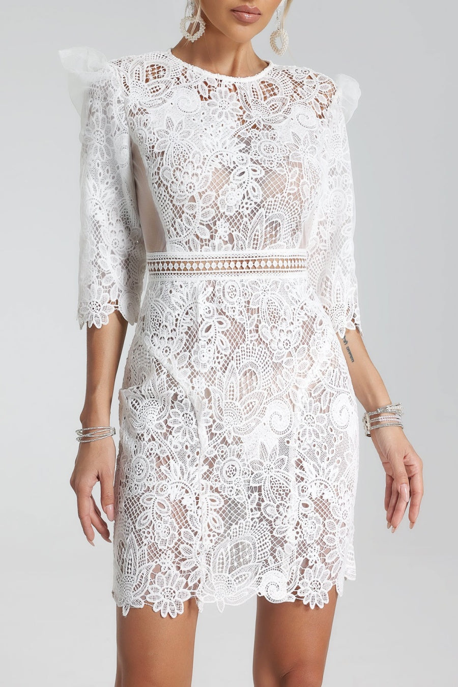 Magnolia Lace-Embroidered Mini Dress Avalabel