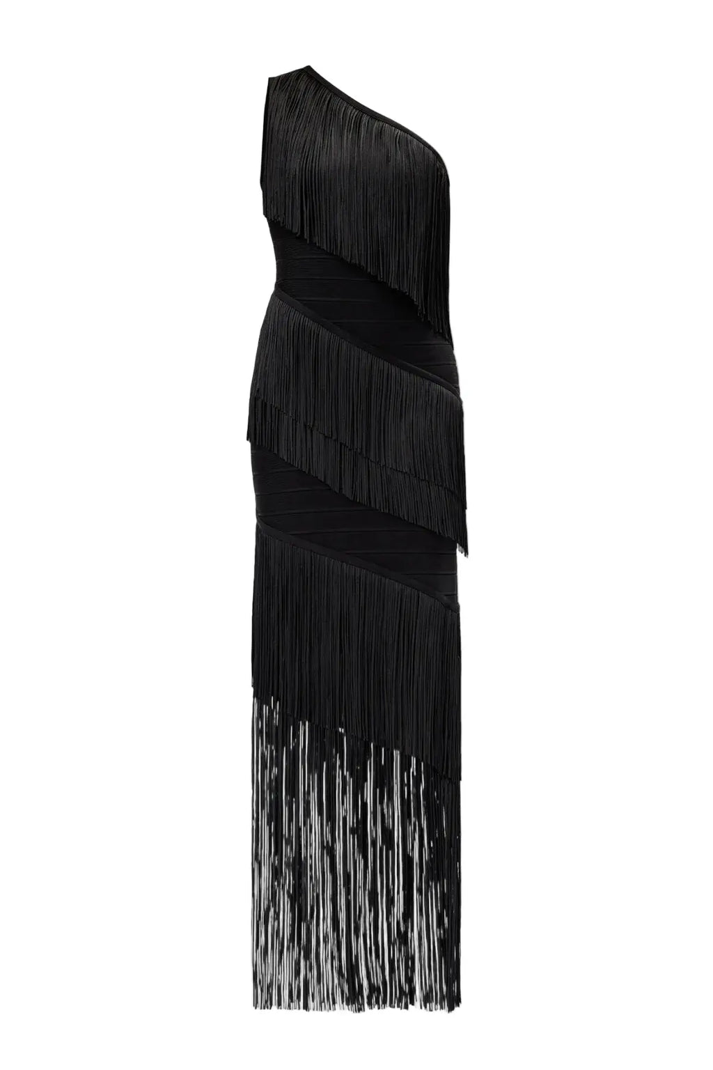 Malik One Shoulder Fringe Maxi Bandage Dress Avalabel