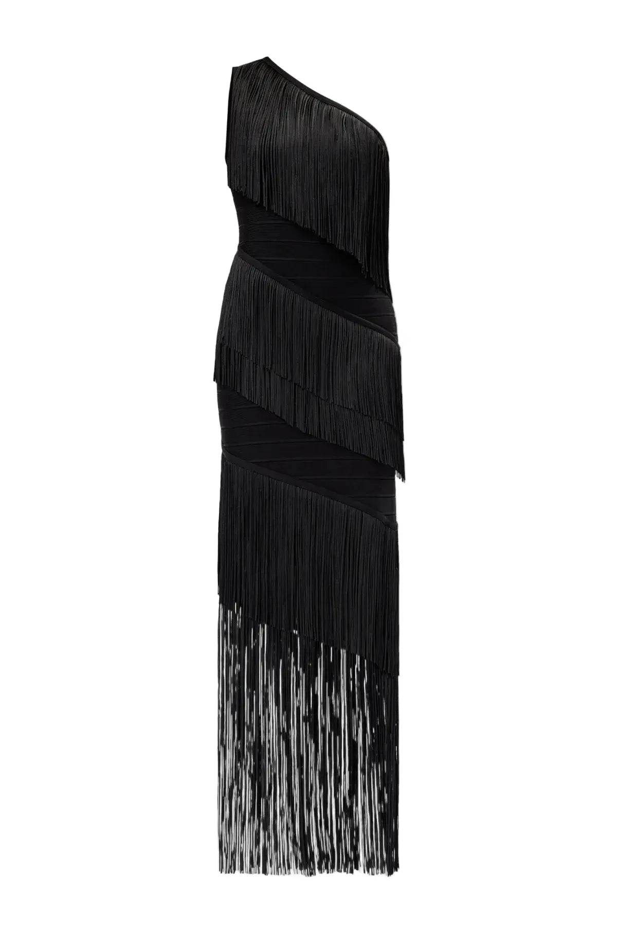 Malik One Shoulder Fringe Maxi Bandage Dress Avalabel