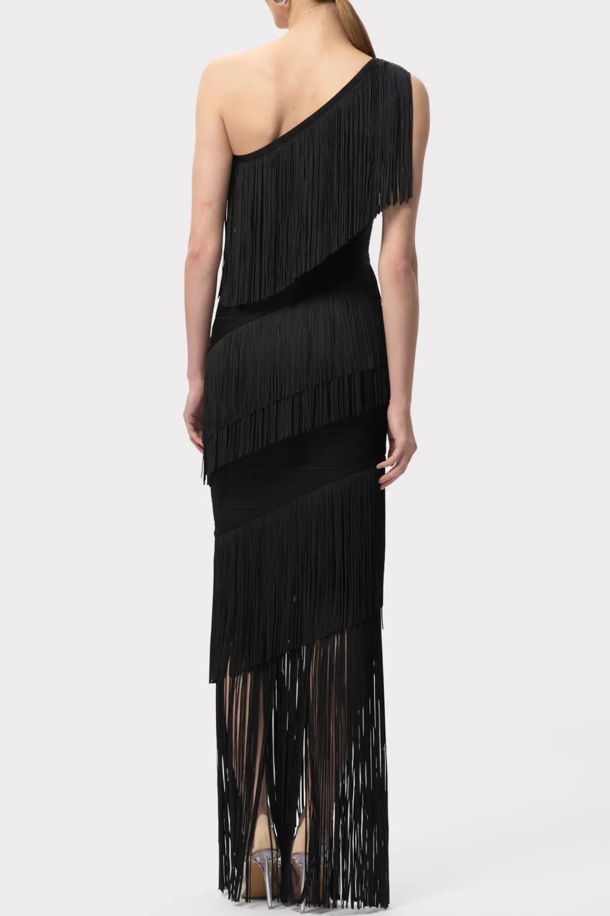 Malik One Shoulder Fringe Maxi Bandage Dress Avalabel