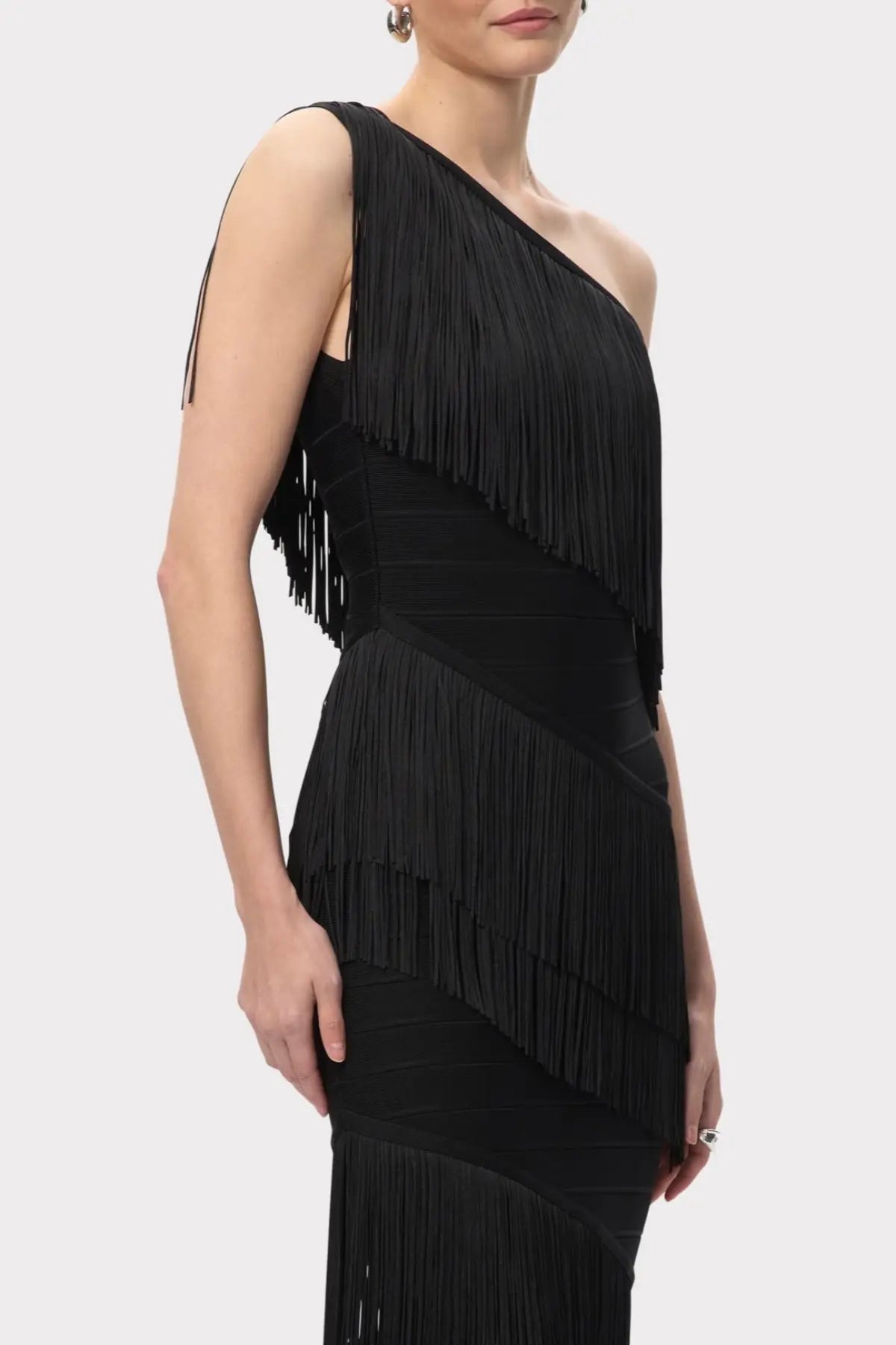 Malik One Shoulder Fringe Maxi Bandage Dress Avalabel