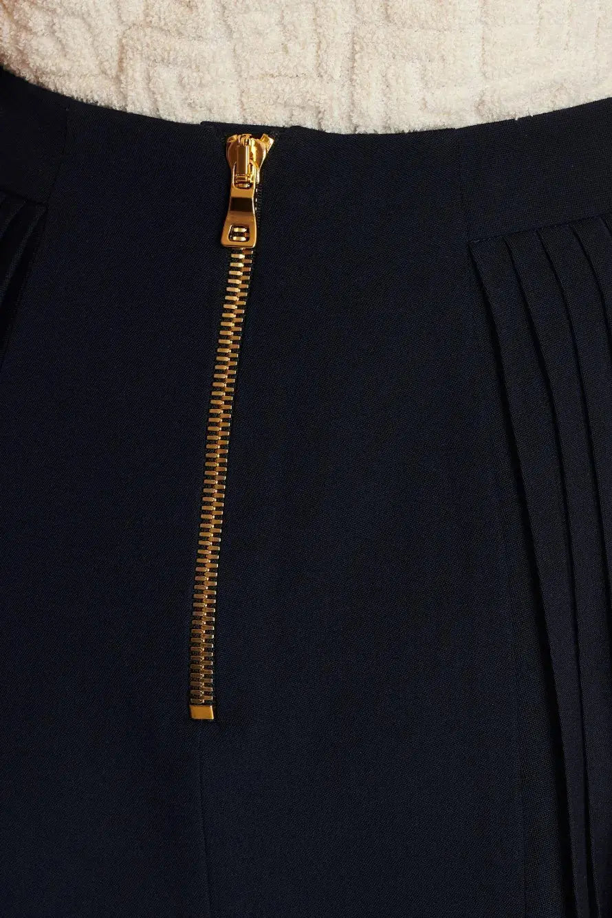 Megumi Gold Button Pleated Mini Skirt Avalabel