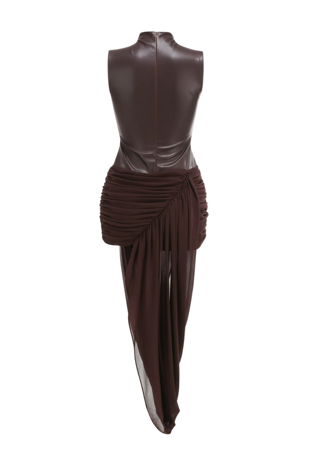 Mildre Asymmetric Draped Sleeveless Midi Dress Avalabel