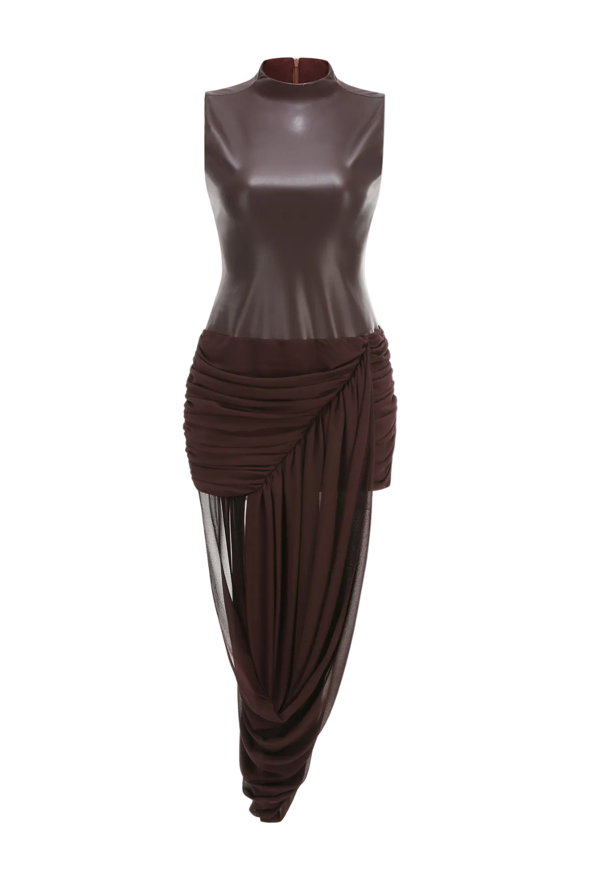 Mildre Asymmetric Draped Sleeveless Midi Dress Avalabel