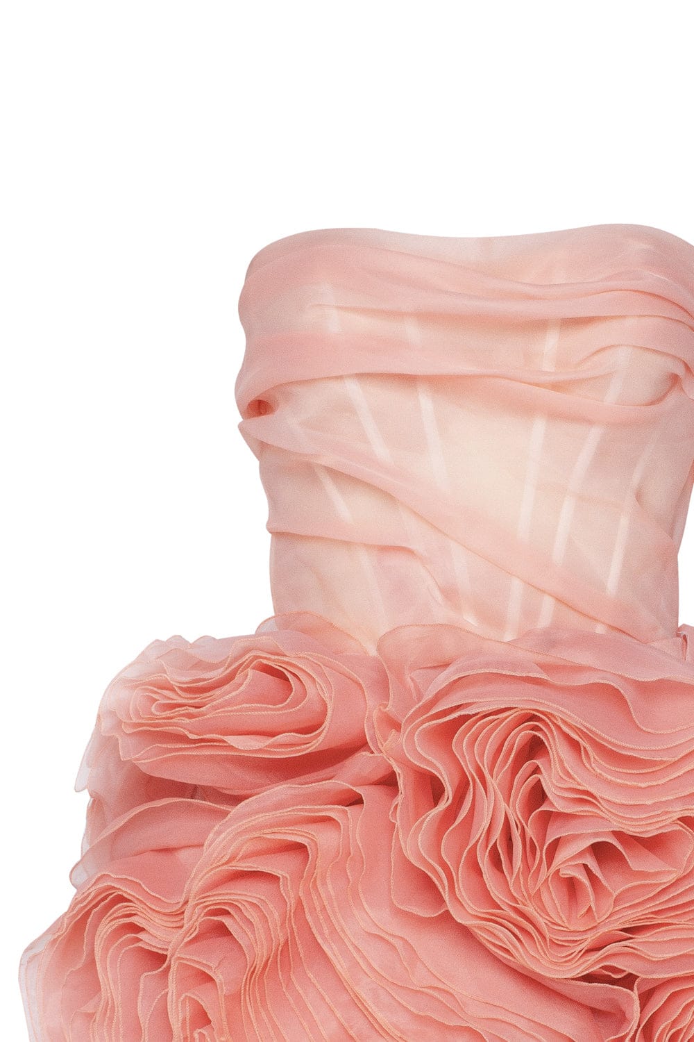 Georgia Appliquéd Organza Coral Mini Dress Avalabel