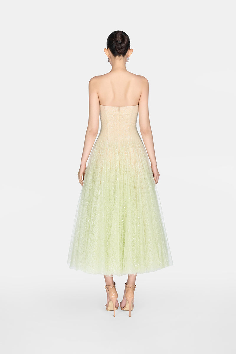 MINT DRAPED LACE MIDI DRESS Avalabel