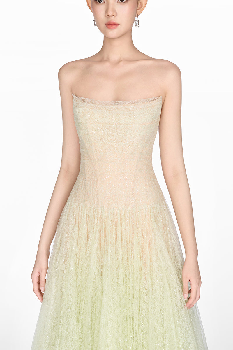 MINT DRAPED LACE MIDI DRESS Avalabel