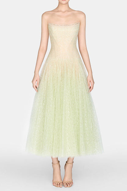 MINT DRAPED LACE MIDI DRESS
