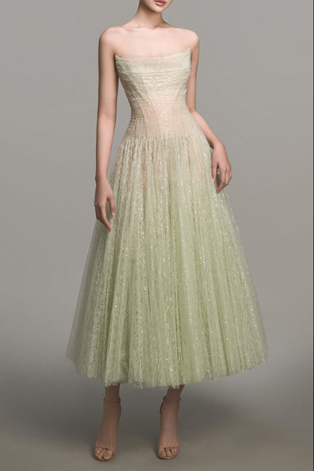 MINT DRAPED LACE MIDI DRESS Avalabel