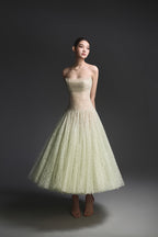 MINT DRAPED LACE MIDI DRESS Avalabel