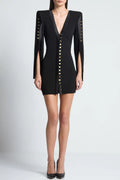 Moises Buttoned Split Sleeve Mini Dress Avalabel