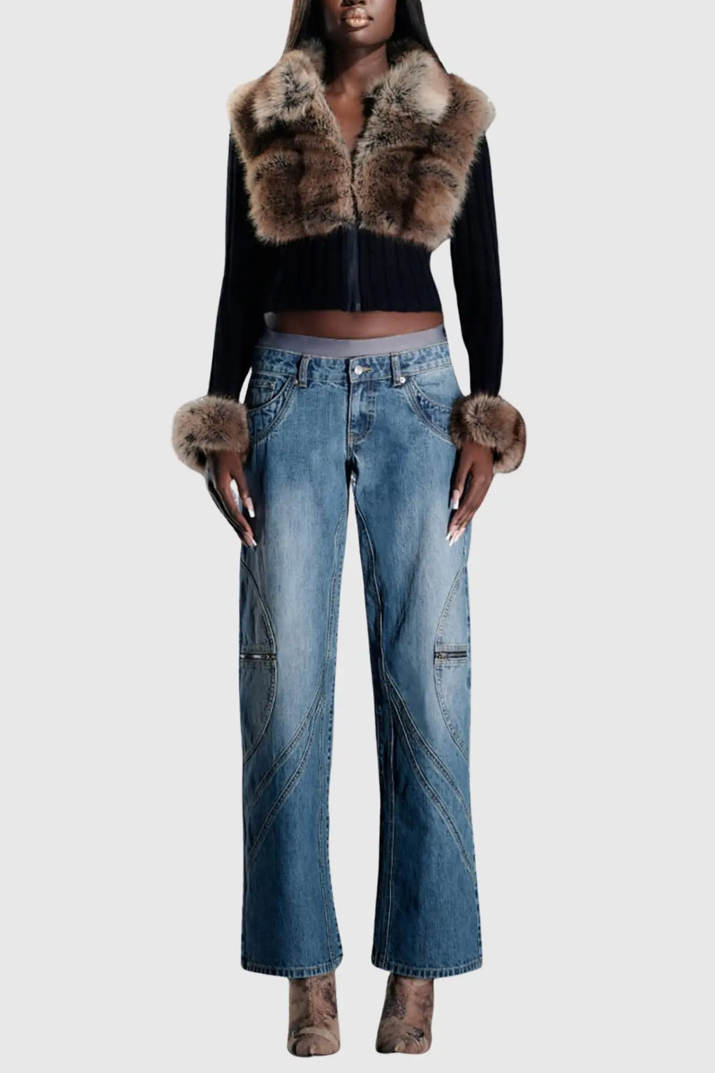 geraldine Faux Fur Knit Coat Avalabel