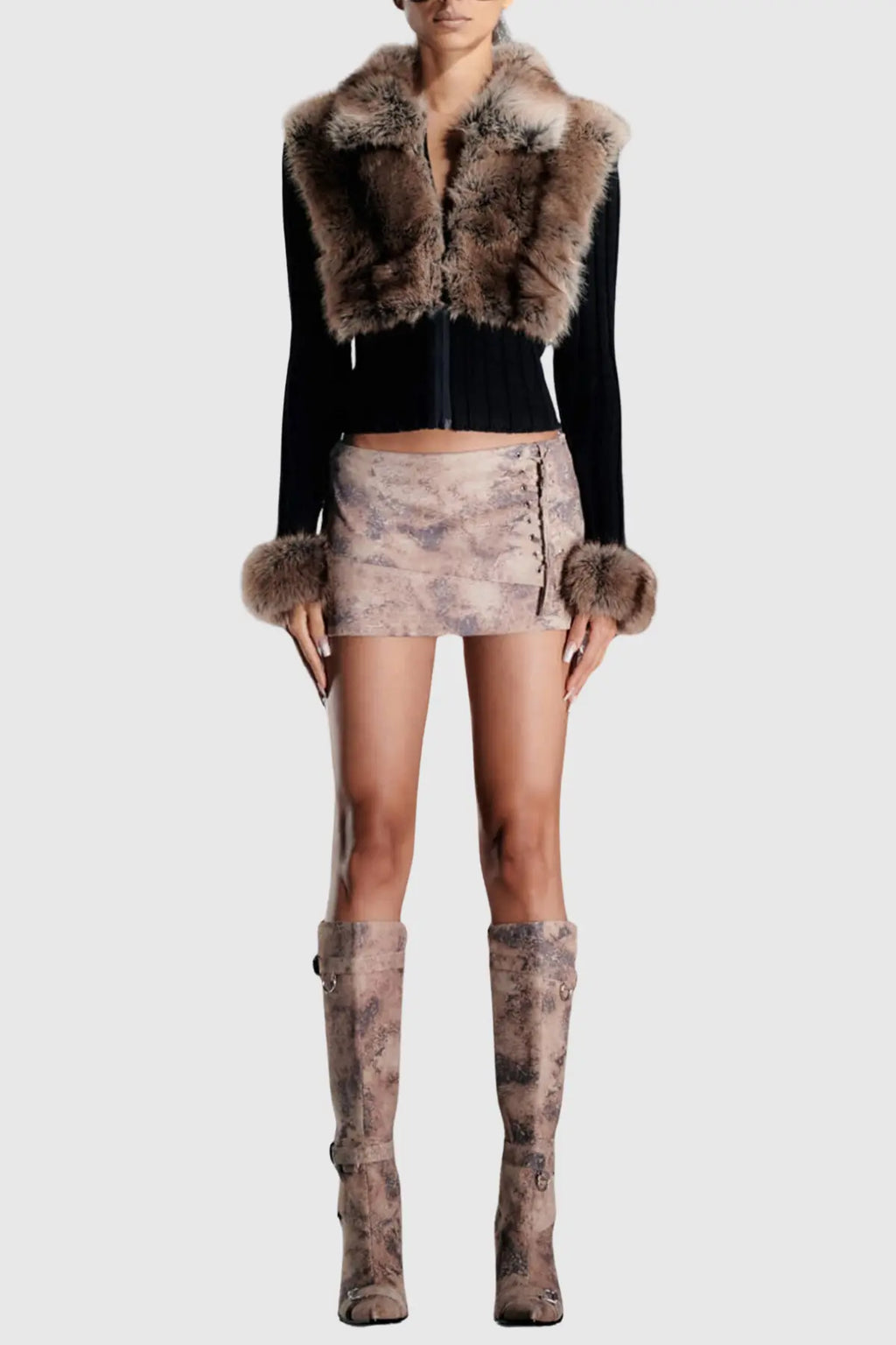 geraldine Faux Fur Knit Coat Avalabel