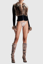 geraldine Faux Fur Knit Coat Avalabel