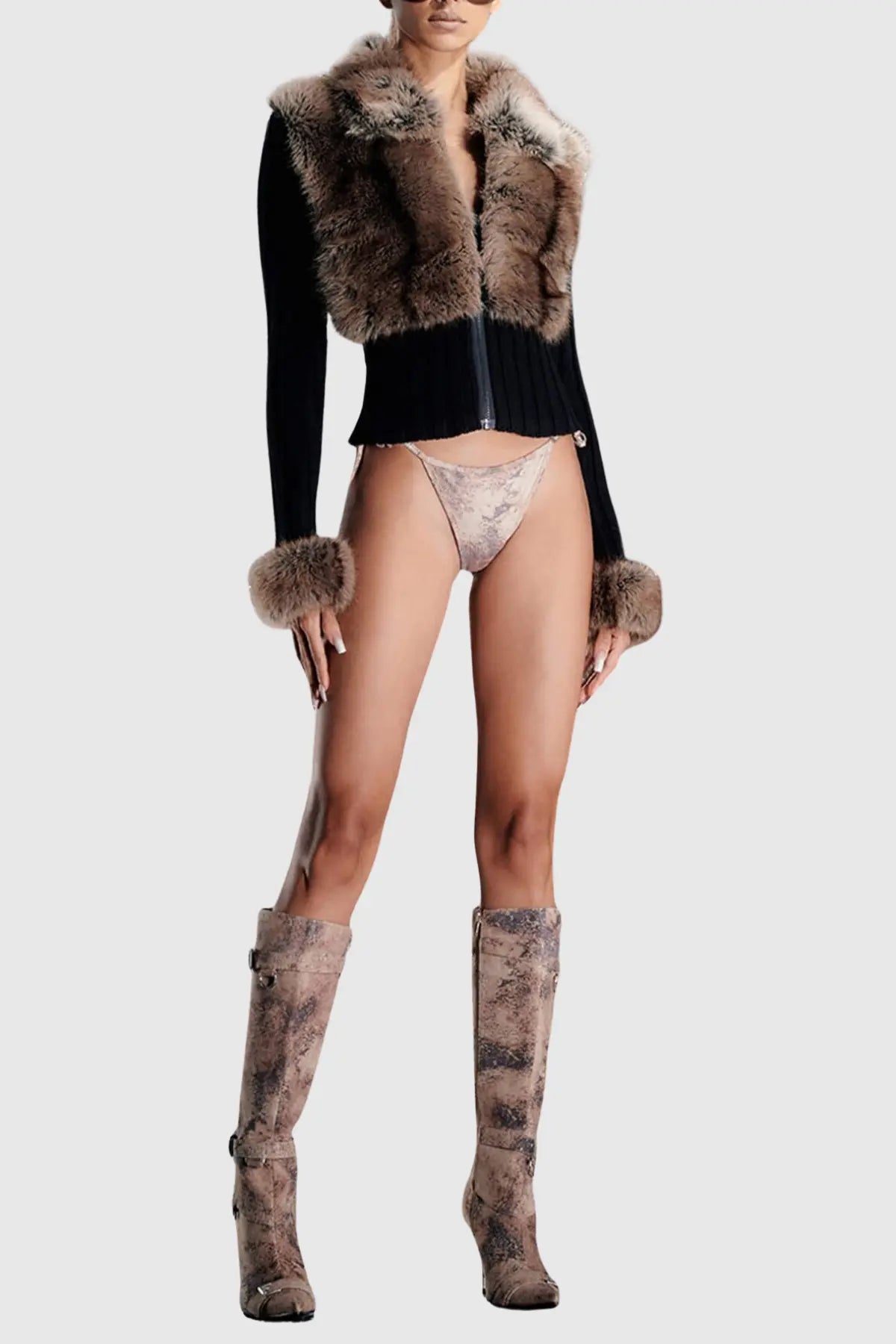 geraldine Faux Fur Knit Coat Avalabel