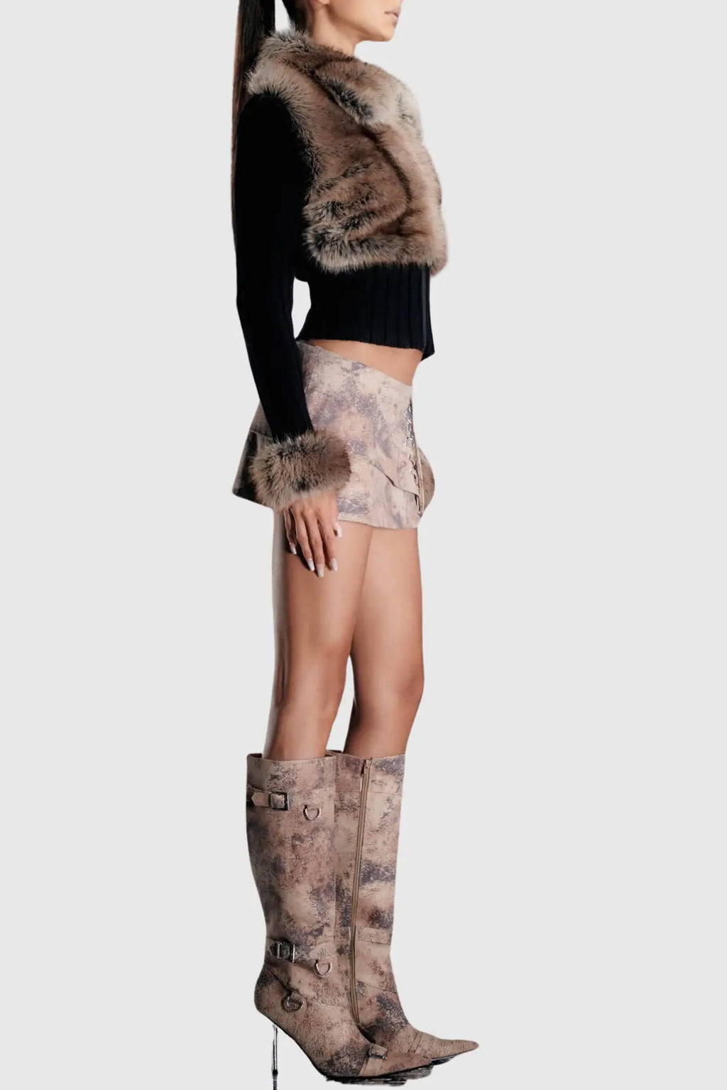 geraldine Faux Fur Knit Coat Avalabel