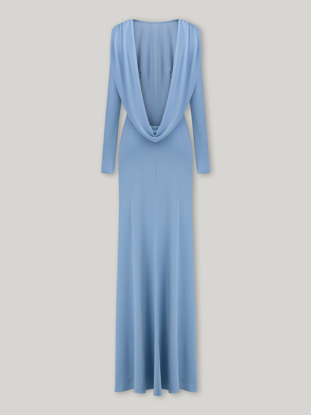 vicky Knitted long sleeves backless bodycon maxi dress in blue Avalabel
