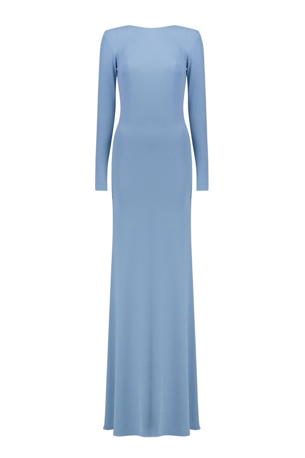 vicky Knitted long sleeves backless bodycon maxi dress in blue Avalabel