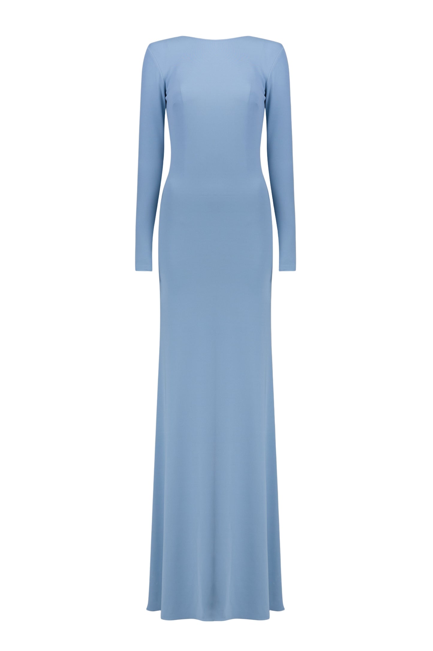 vicky Knitted long sleeves backless bodycon maxi dress in blue