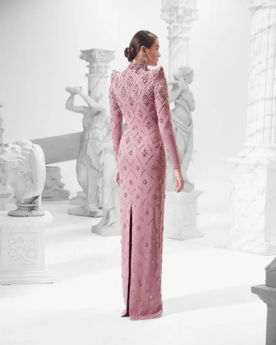 katherine pink Straight Cut diamond maxi Dress Avalabel