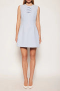 Tweed Bow embellished sleeveless mini dress in blue Avalabel