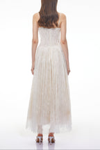Nadir White Pleated Lace Maxi Dress Avalabel