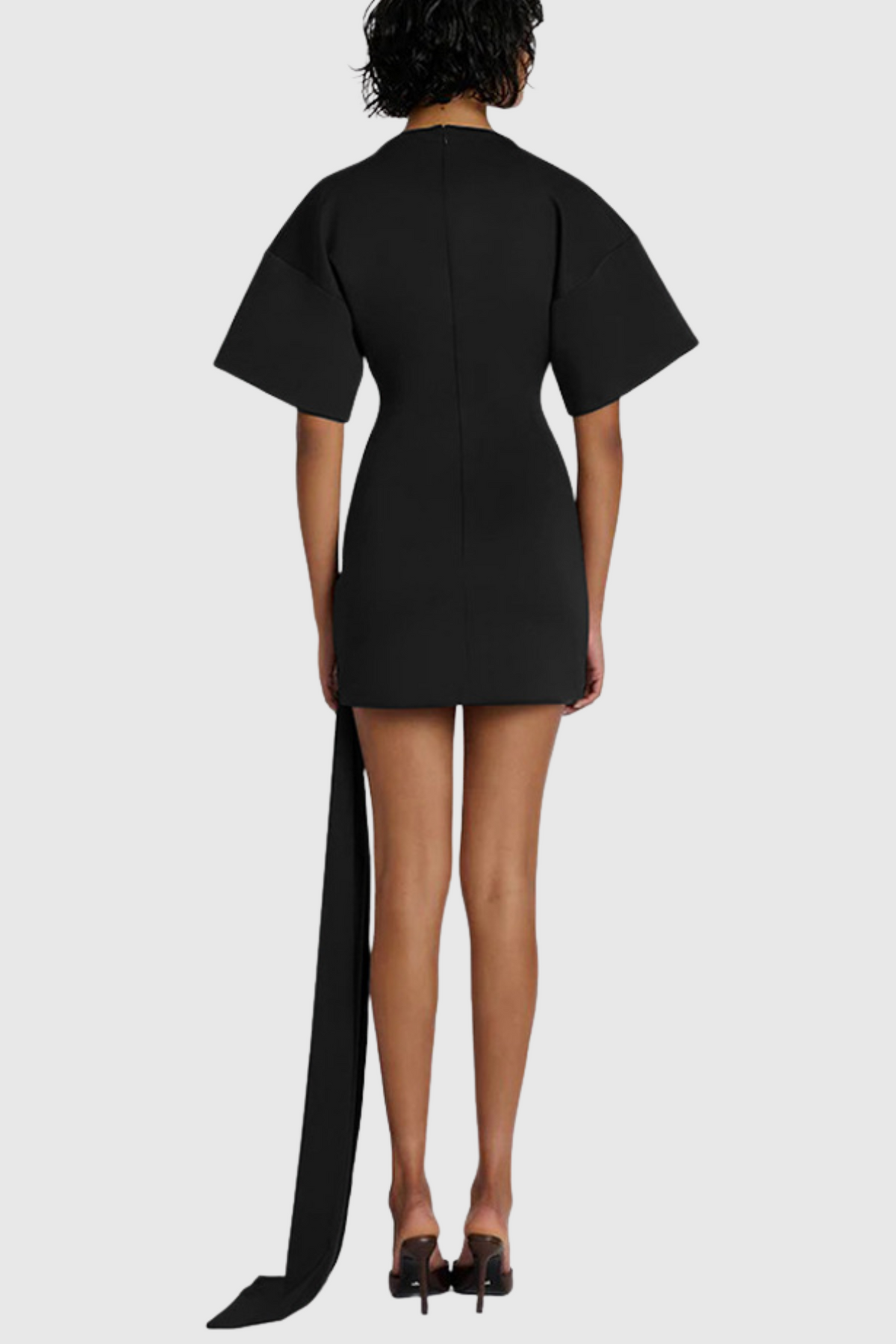 Draped Embellished Mini Dress - Black Avalabel