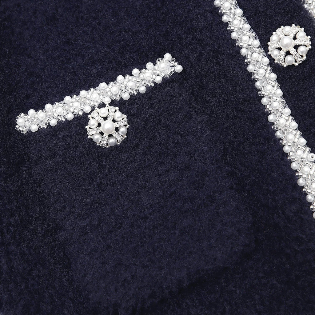 NAVY SOFT KNIT BOW CARDIGAN Avalabel