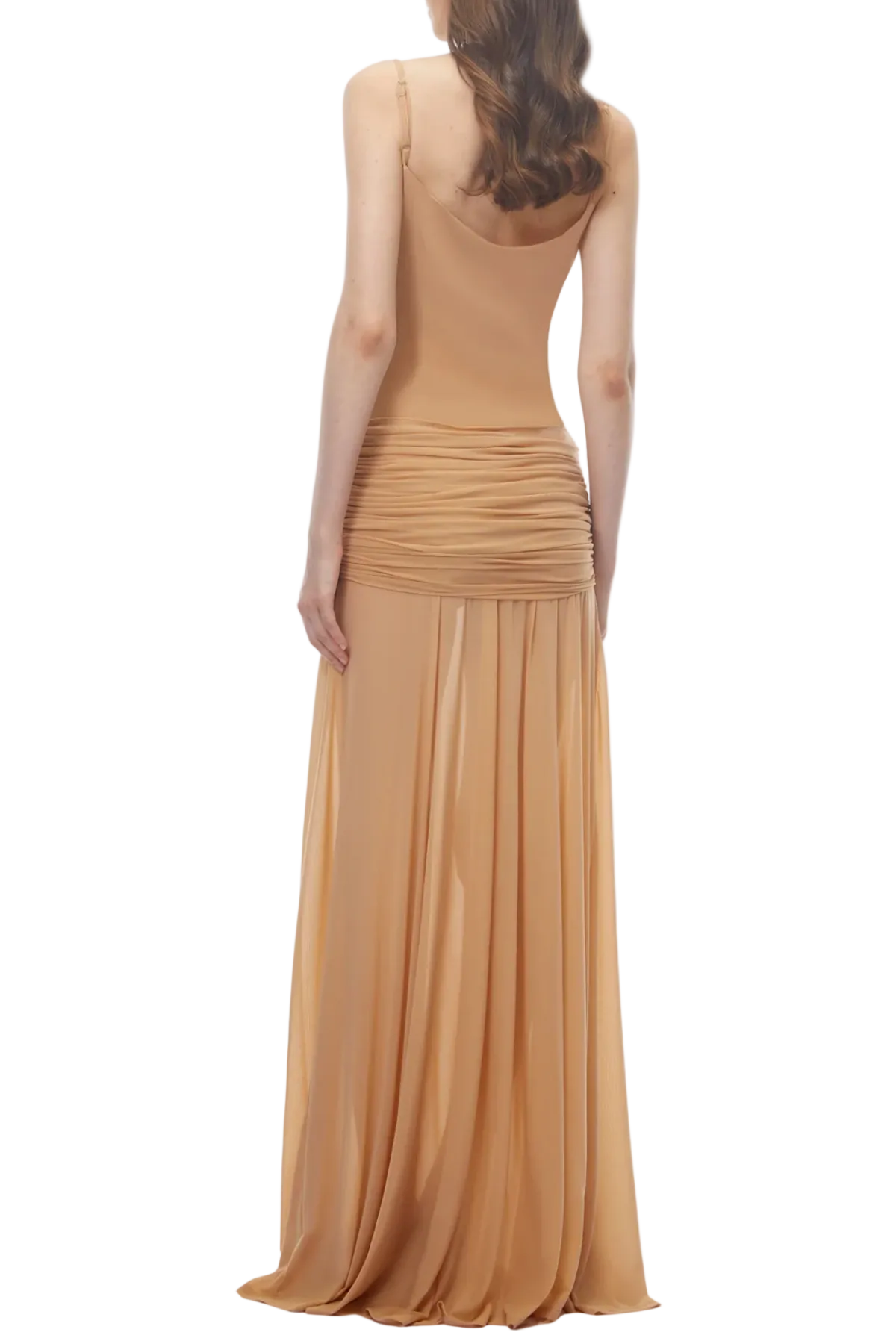 Neraos Draped Ruched Maxi Dress - Beige Avalabel
