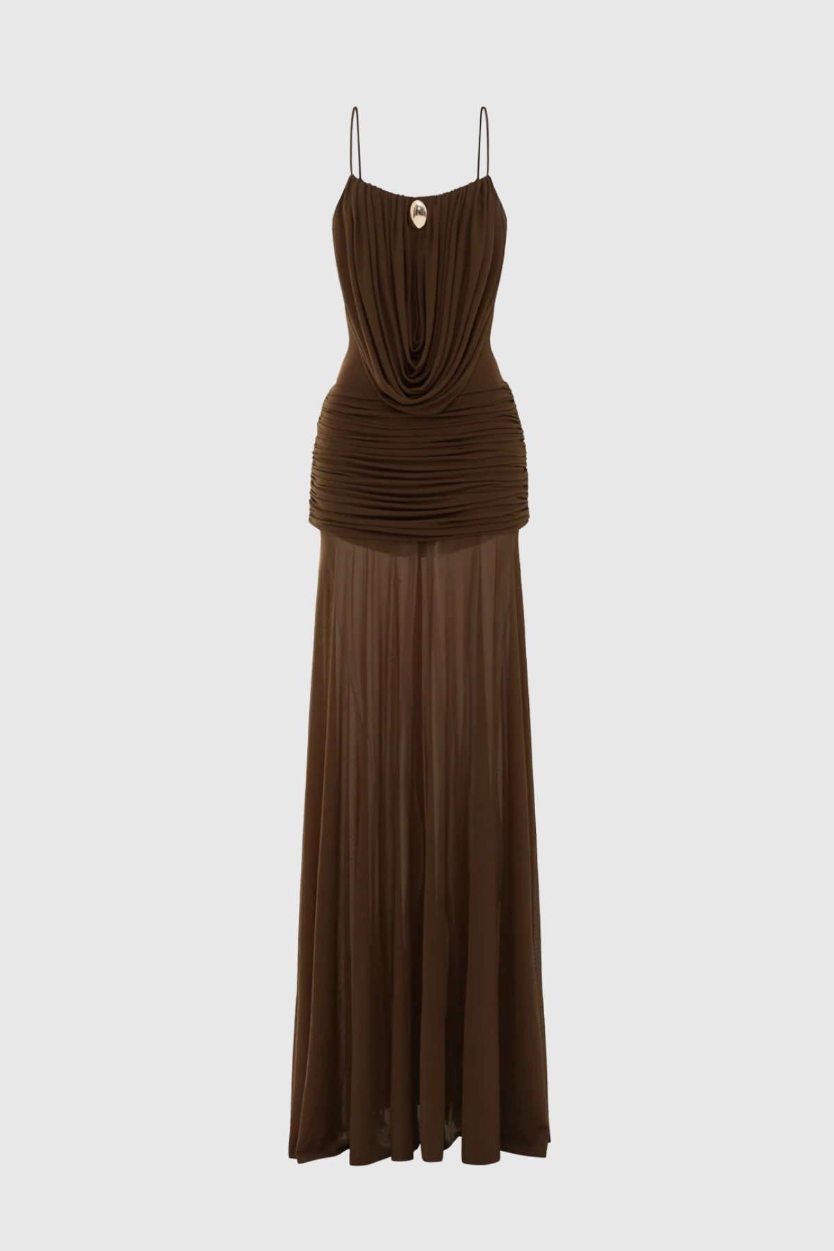Neraos Draped Ruched Maxi Dress - Brown Avalabel