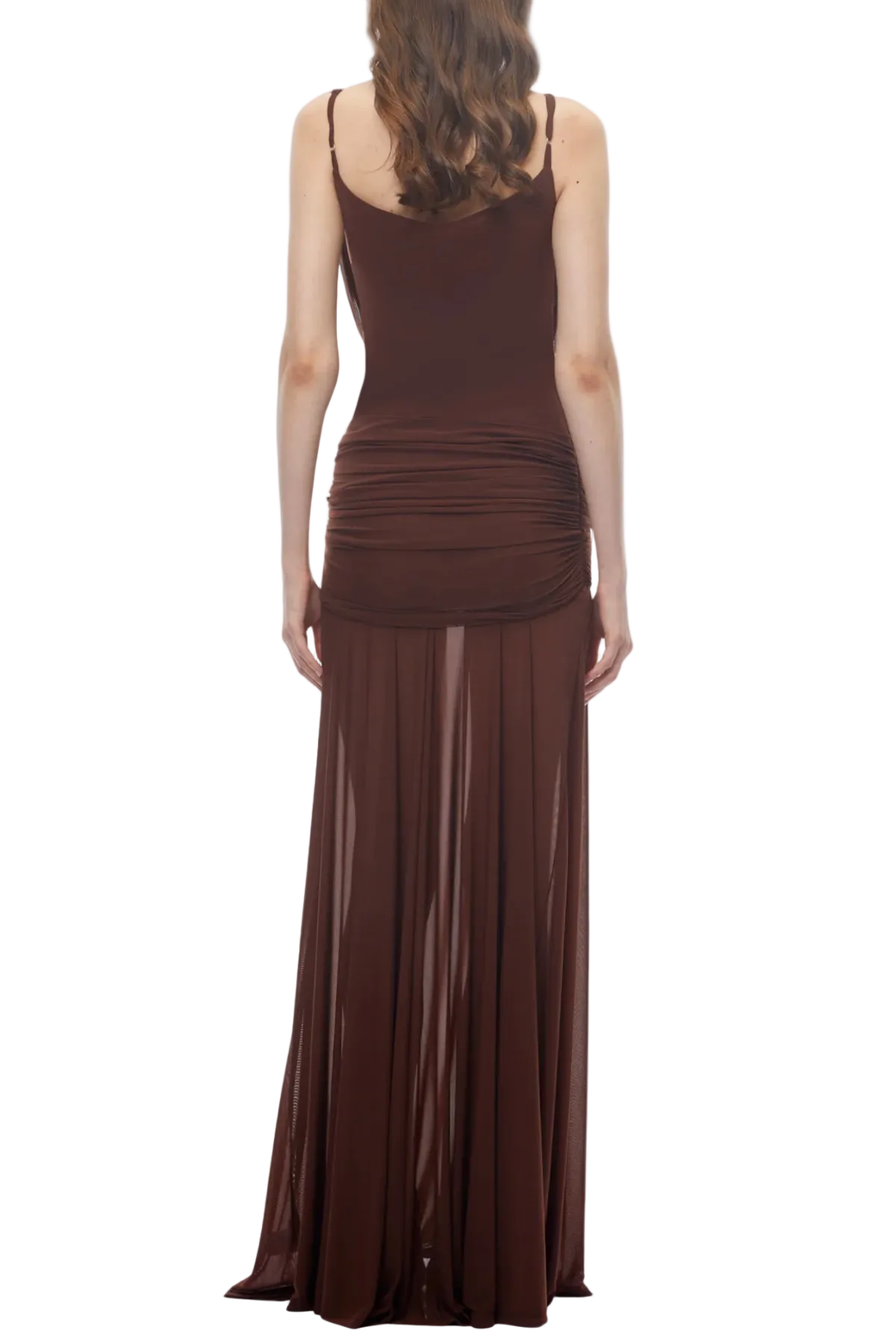 Neraos Draped Ruched Maxi Dress - Brown Avalabel