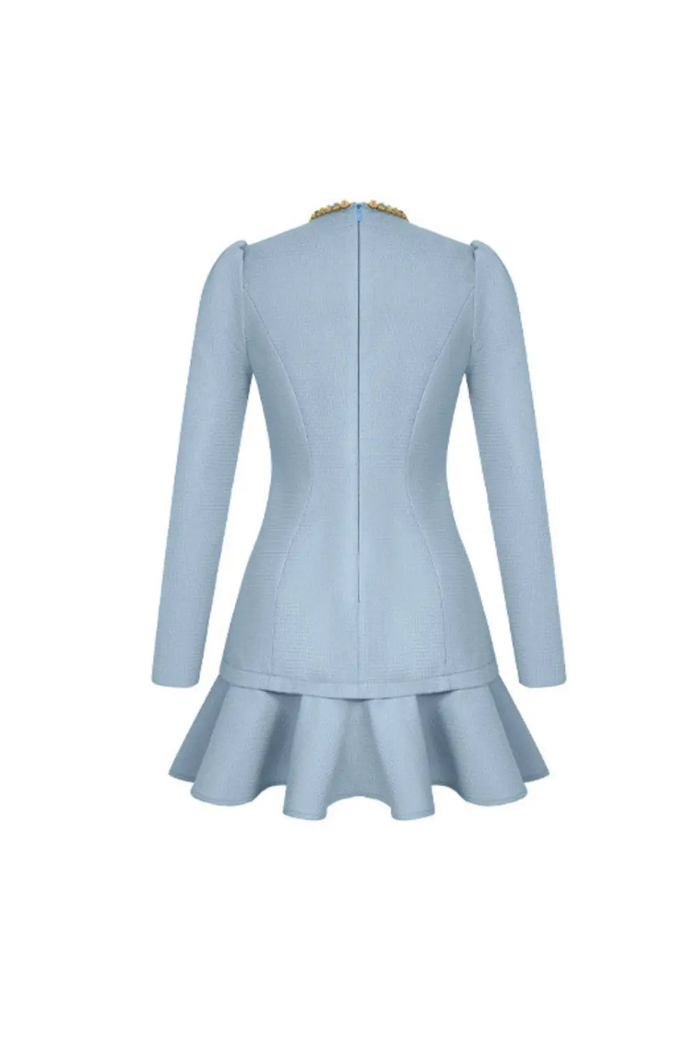 sylvia rhinestone neck cutout mini dress in blue Avalabel
