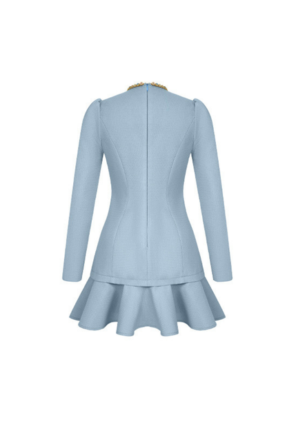 sylvia rhinestone neck cutout mini dress in blue