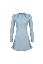 sylvia rhinestone neck cutout mini dress in blue Avalabel