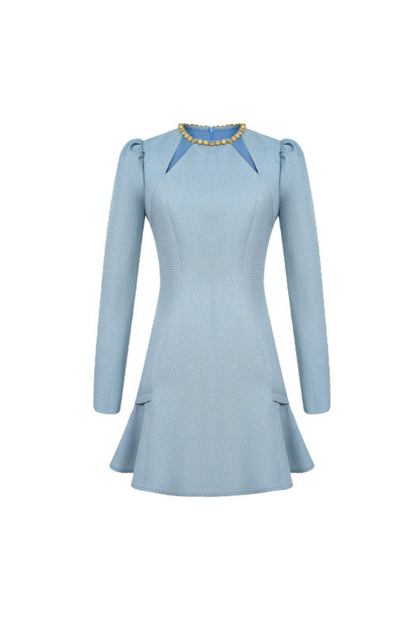 sylvia rhinestone neck cutout mini dress in blue