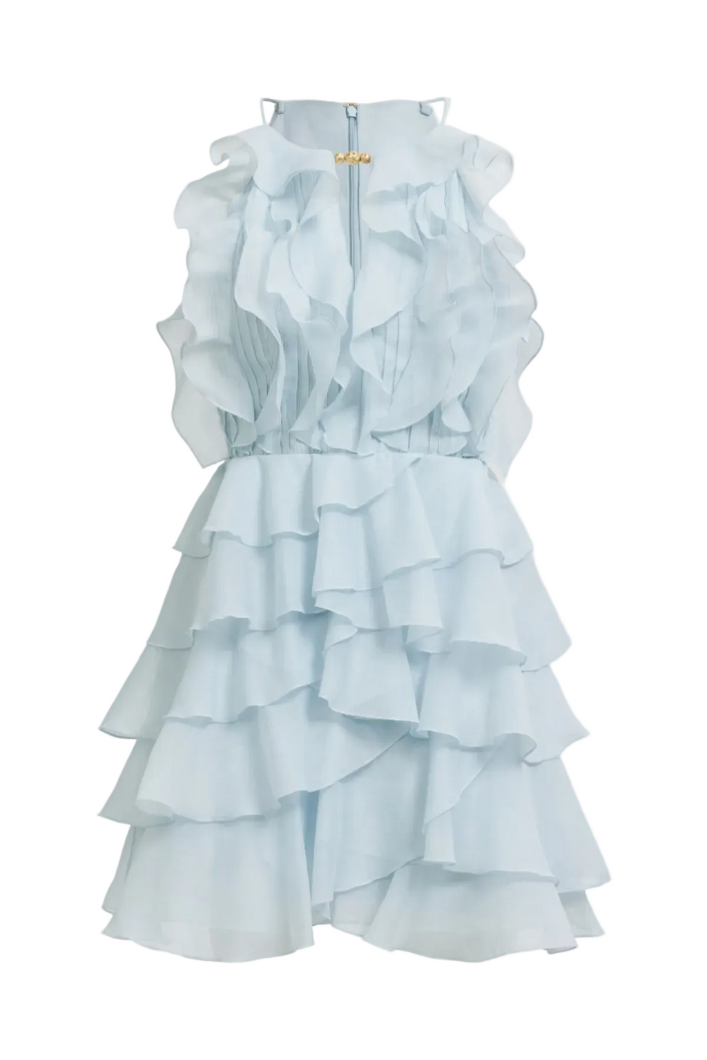 Nigella Halter Ruffle Mini Dress - Blue Avalabel